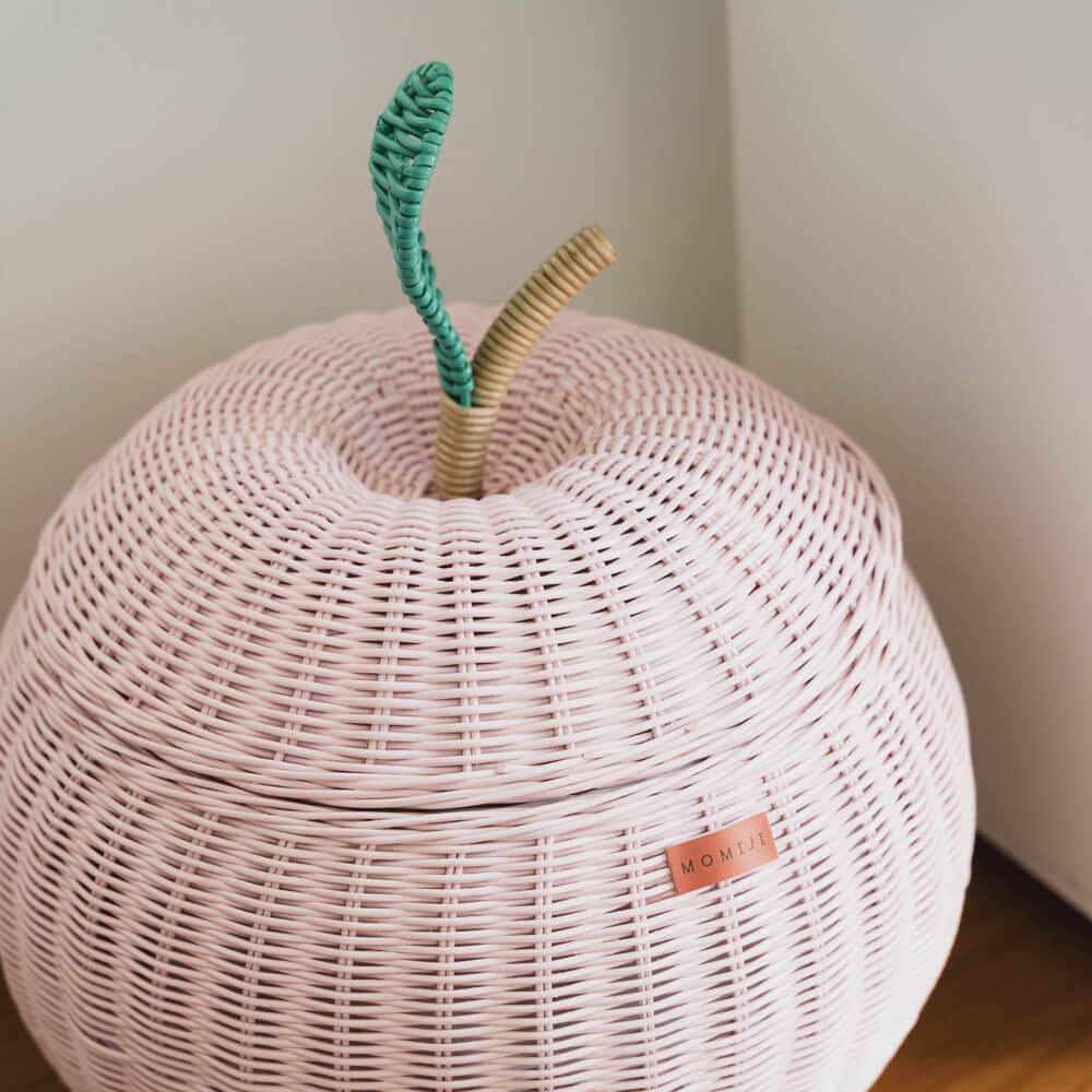 Apple Rattan Storage Basket - Pink - image 4