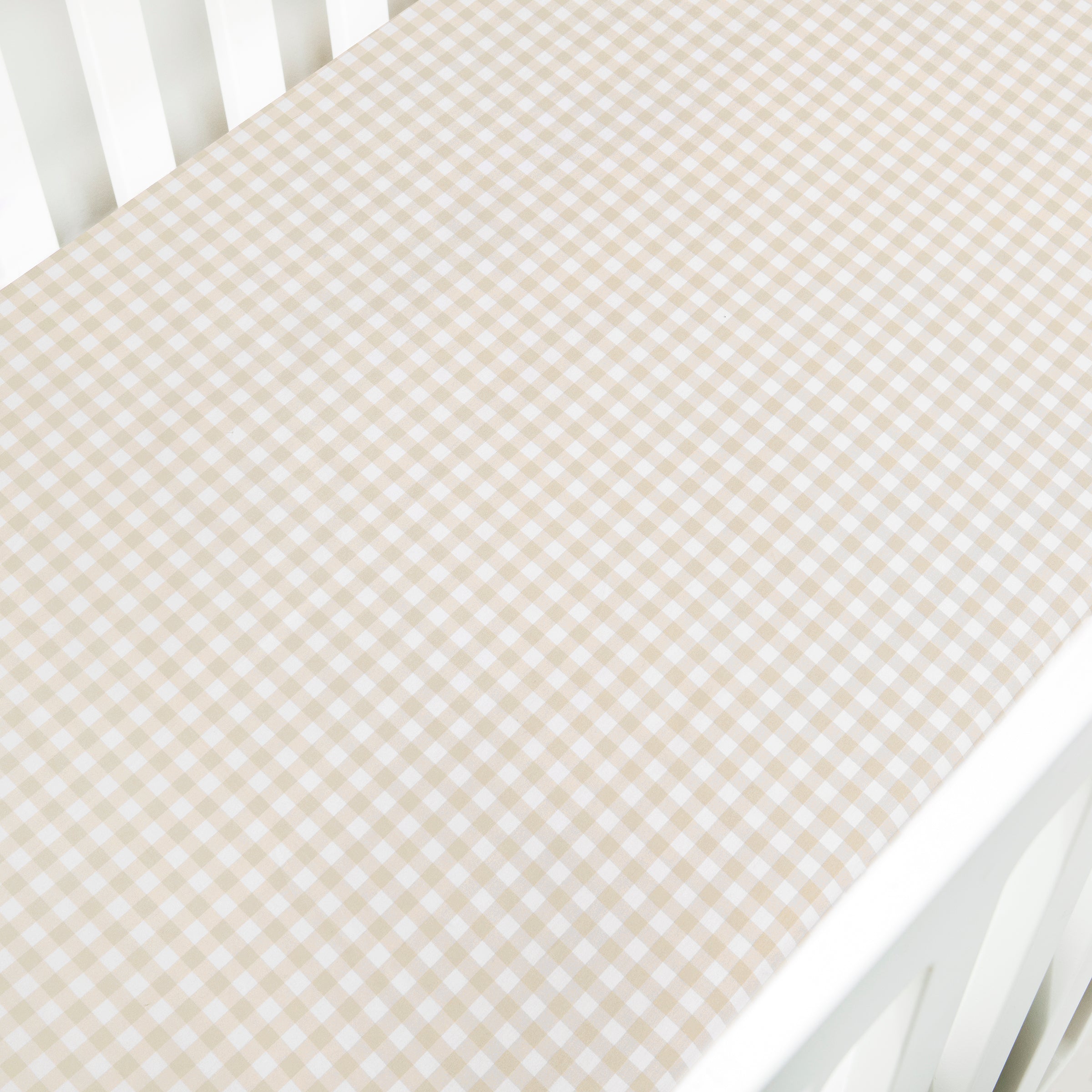 Picnic Gingham Crib Sheet - Beige