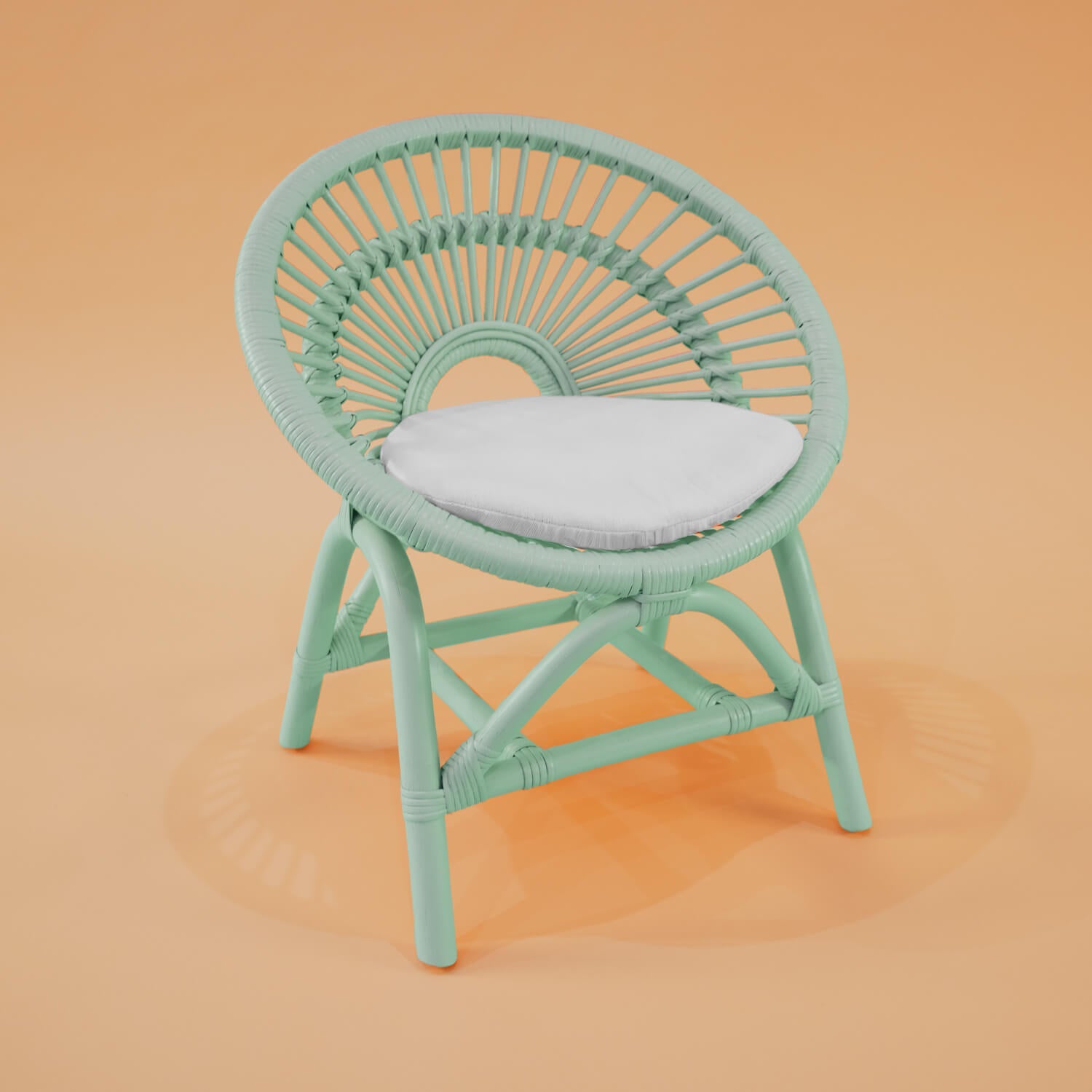 Rattan Kids Play Chair - Mint Green