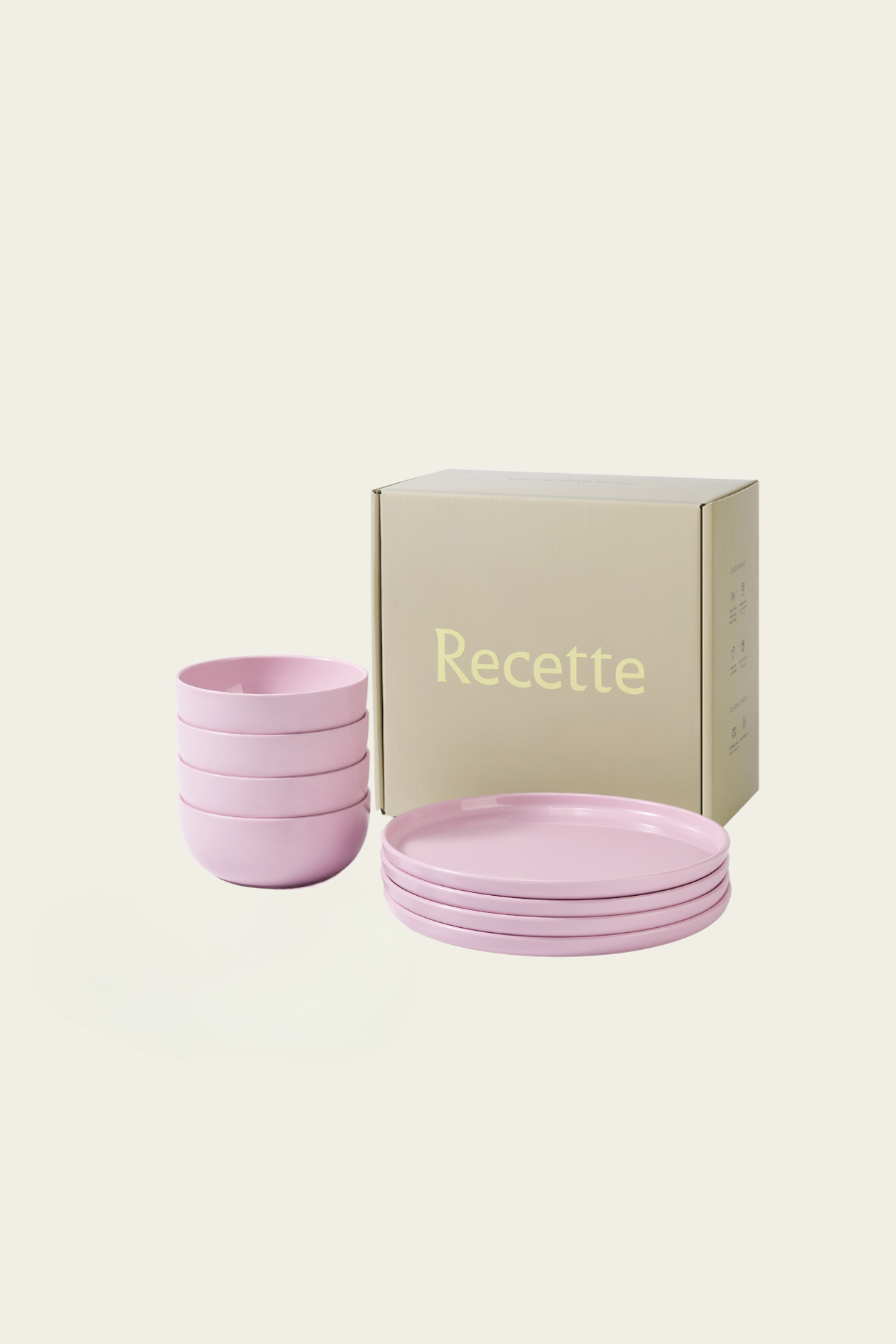 Plate and Bowl Set - Pink
