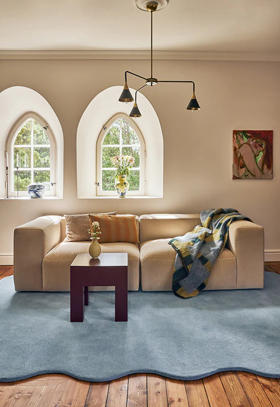 Scallop Wool Rug - Soft Blue