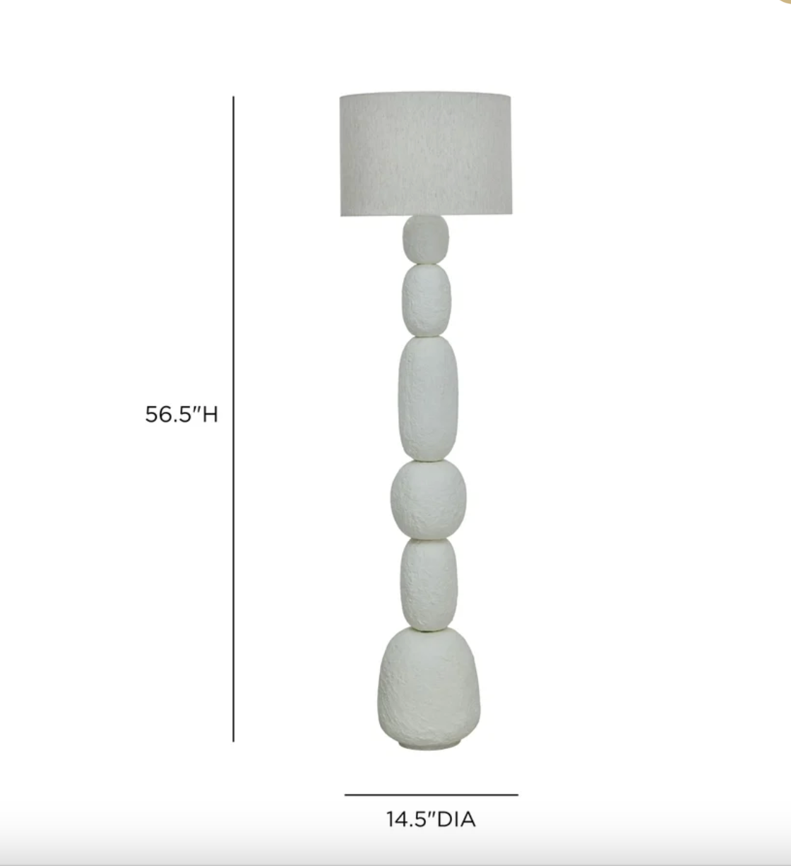 Pebble Cream Papier Mache Floor Lamp - image 6