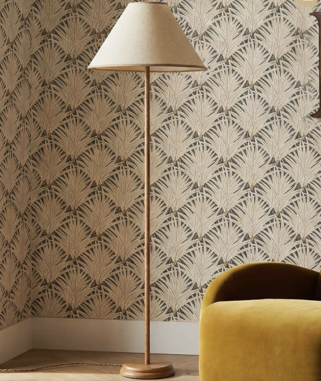 Keria Natural Vegan Leather and Raffia Floor Lamp - image 2