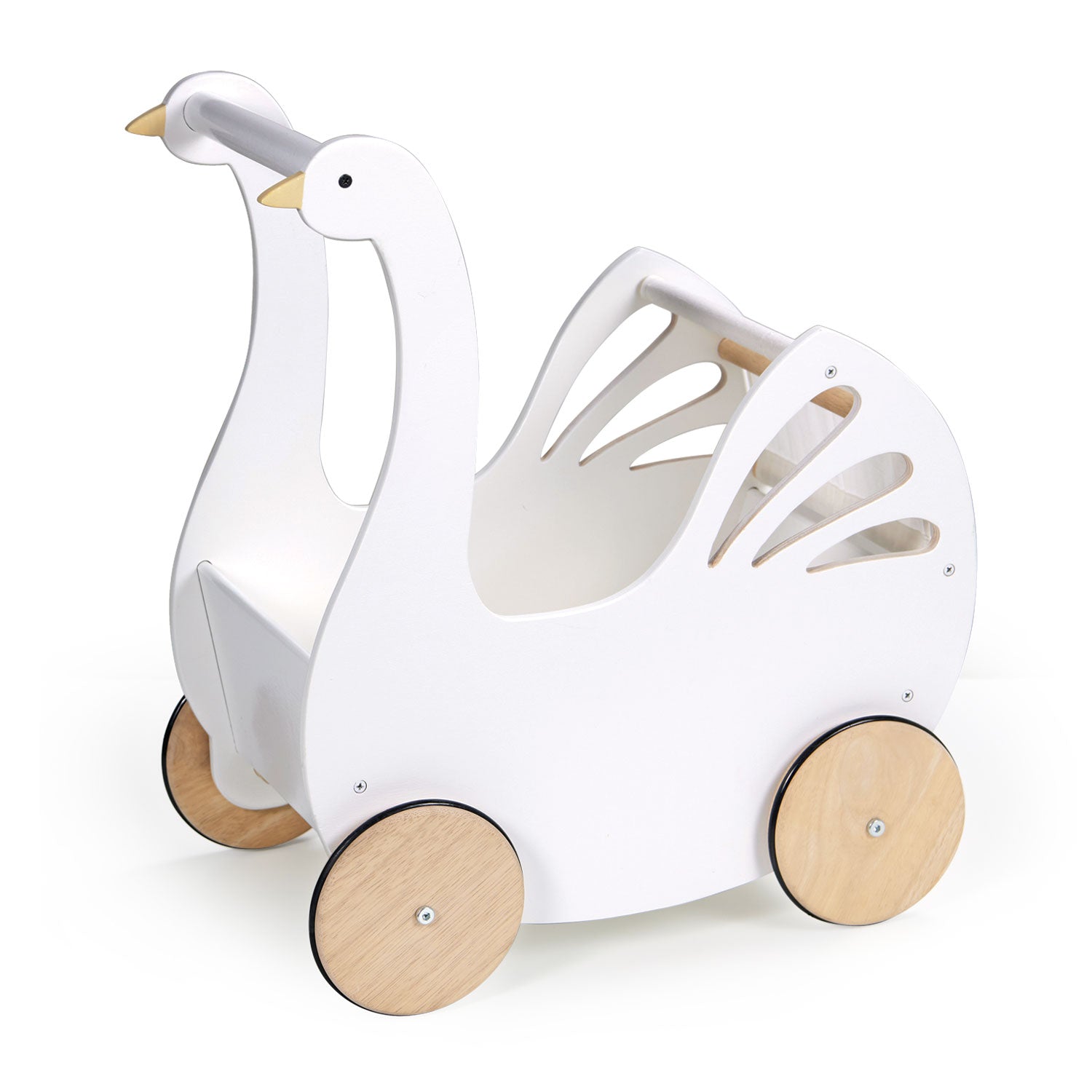 Wooden Swan Doll Stroller