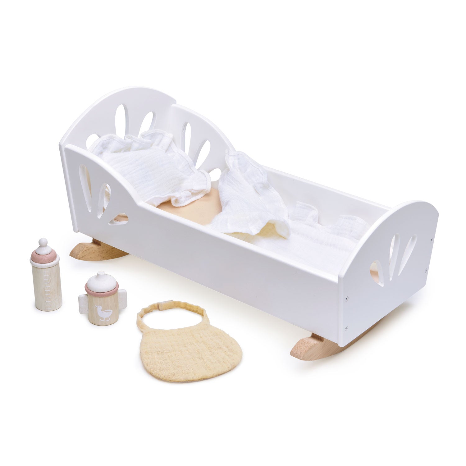 Wooden Swan Doll Bed