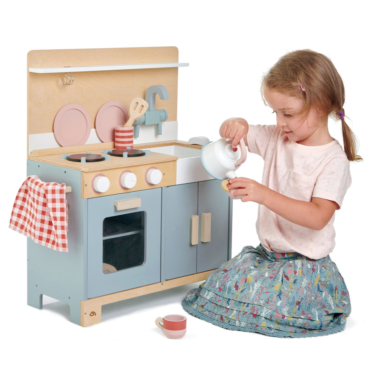 Wooden Mini Play Kitchen - Blue - image 4