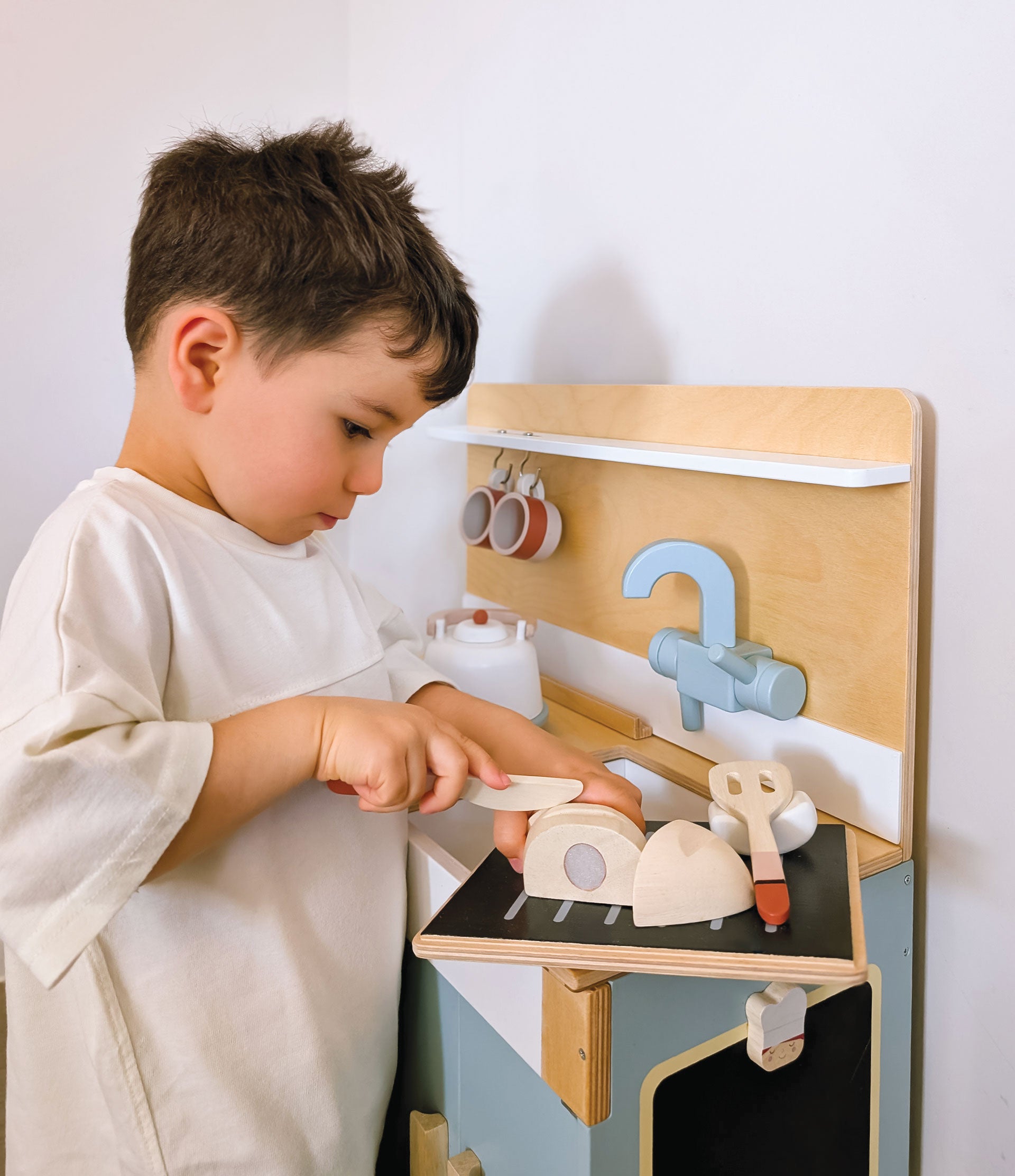 Wooden Mini Play Kitchen - Blue - image 7