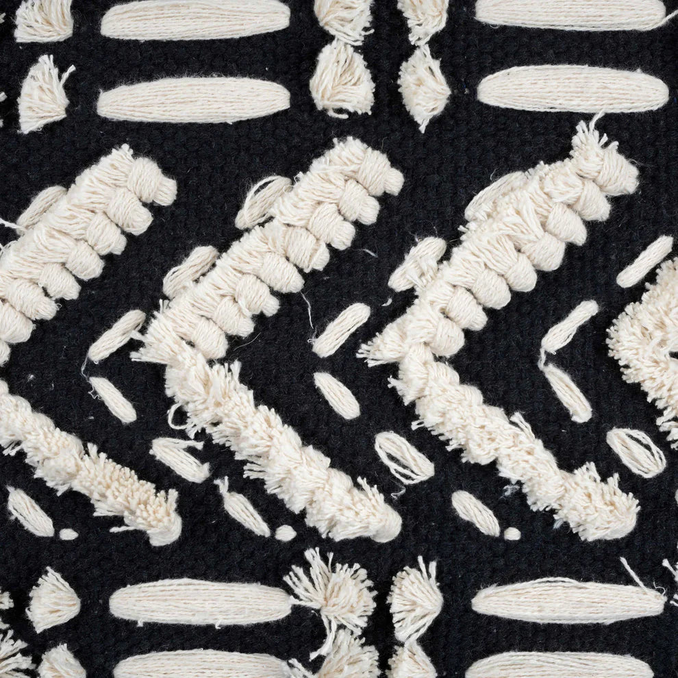 Mariel Cotton Pouf - Black & White Multi - image 3