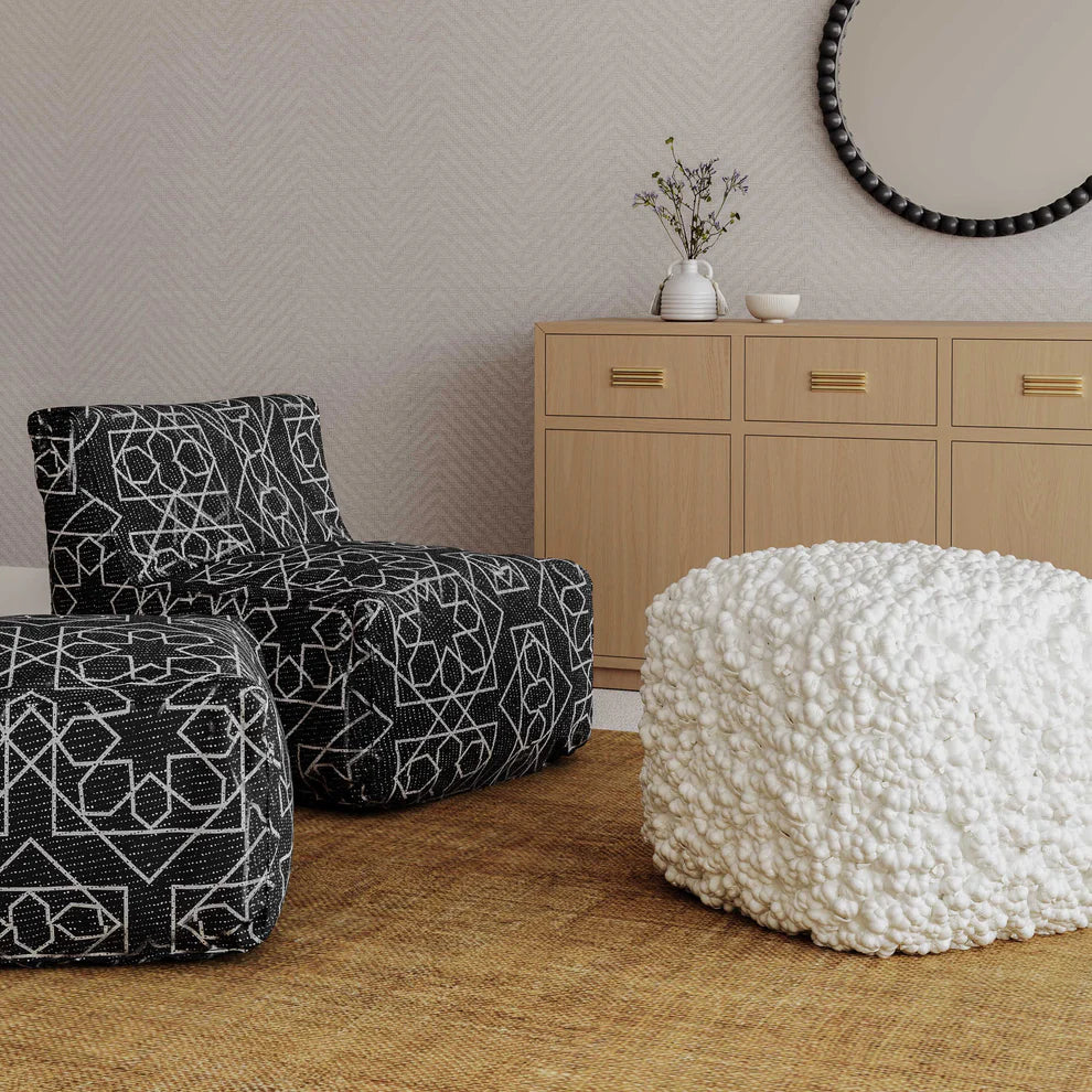 Cathy Woven Pouf - White - image 2