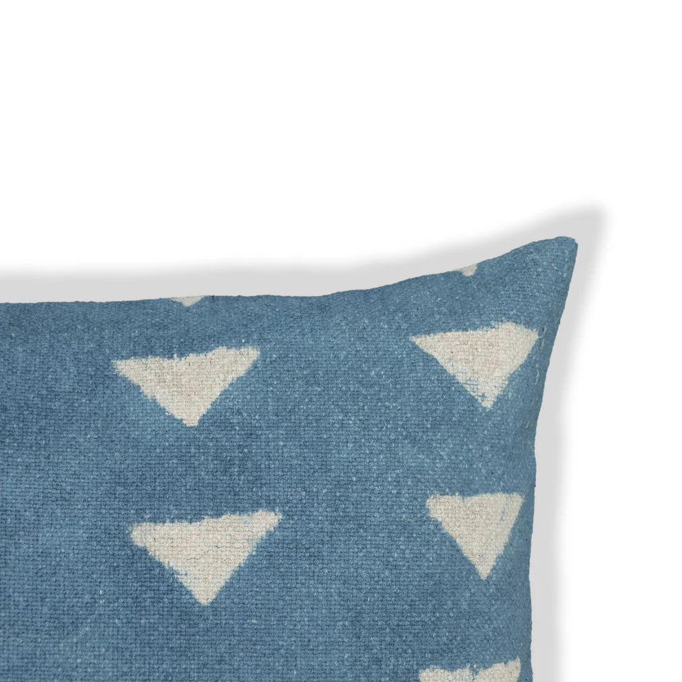 Indigo Triangles Cotton Throw Pillow - Blue - image 4