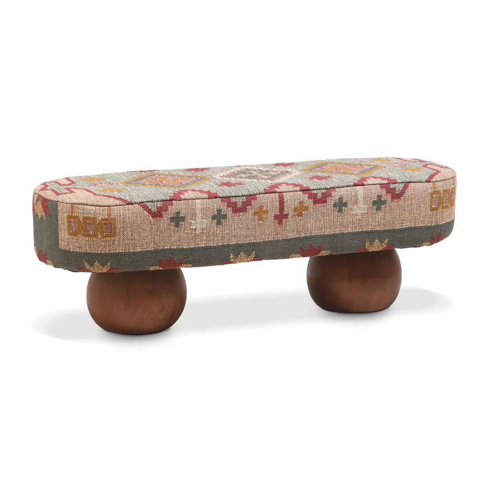 Rizi Textured Wool Upholstered Bench - Multi - image 1