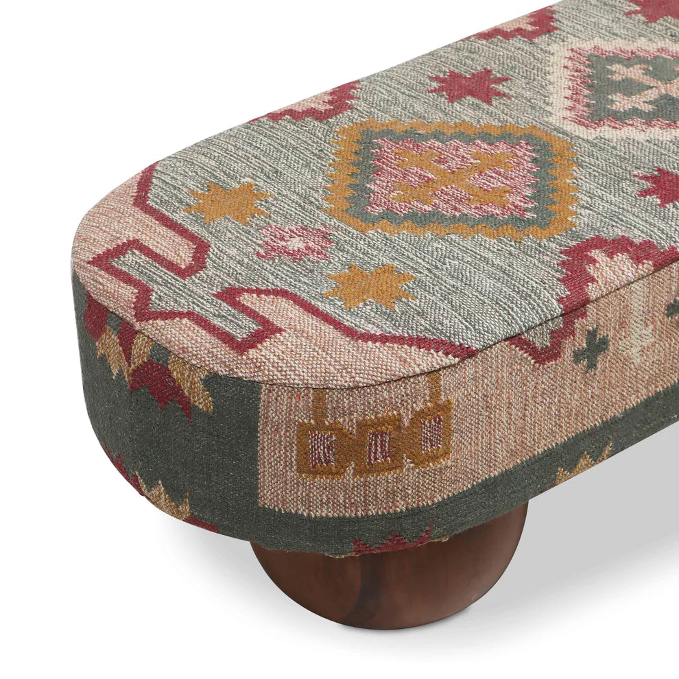 Rizi Textured Wool Upholstered Bench - Multi - image 3