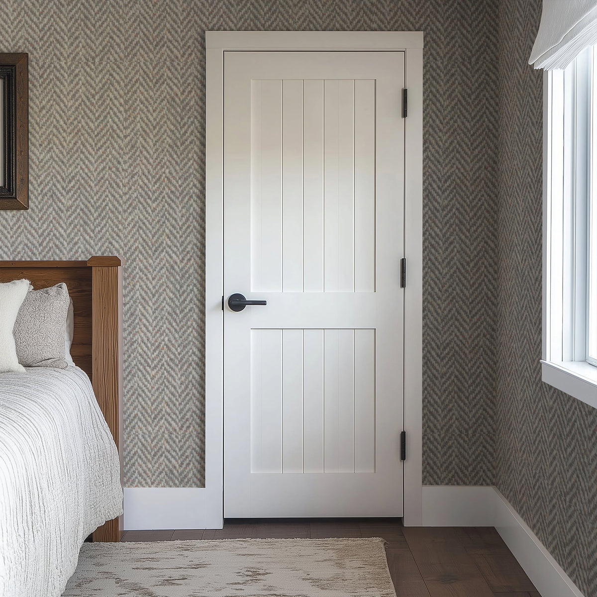 Grey Herringbone Tweed Wallpaper - image 4