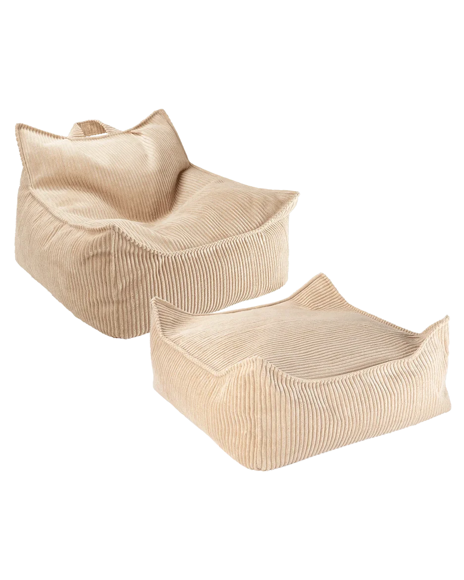 Corduroy Bean Bag Chair and Ottoman Set - image 7