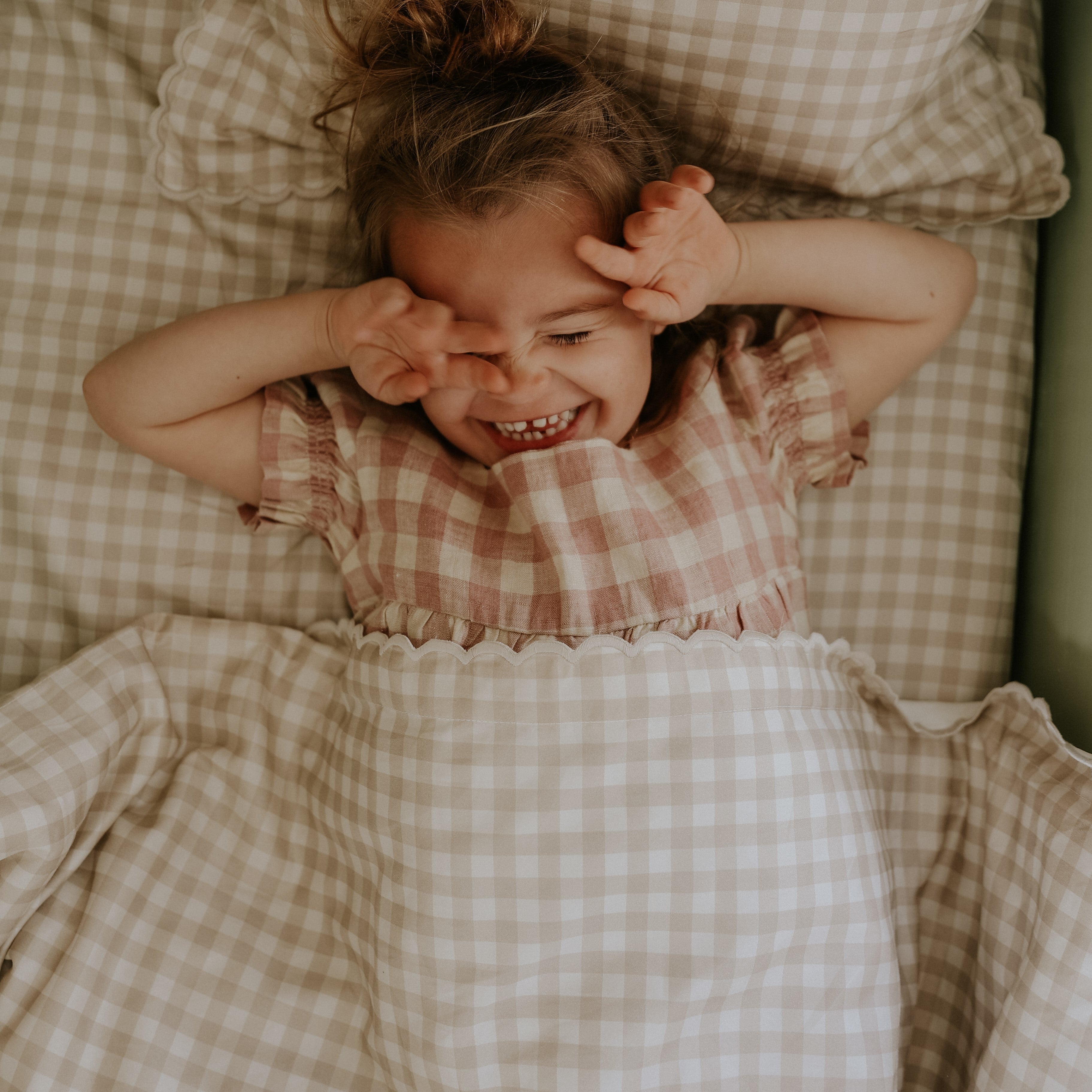 Picnic Gingham Toddler Duvet Set - Beige - image 5