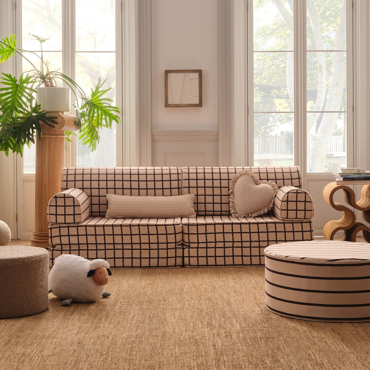 Swiss Dot Lumbar Pillow - Wheat and Mocha - image 3