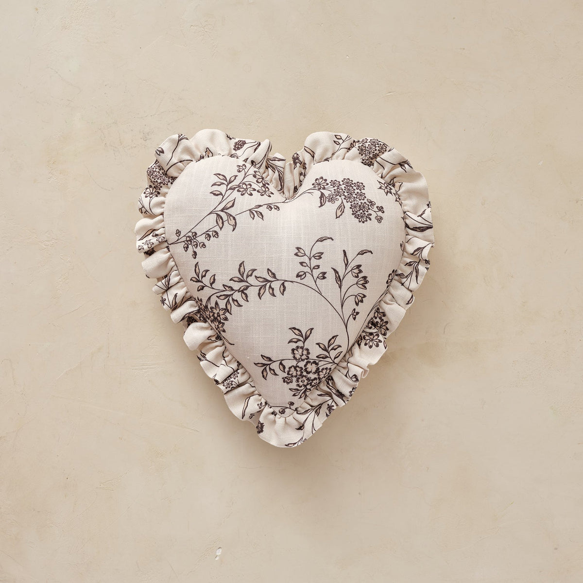 Kit Heart Ruffle Pillow - Coconut and Sable