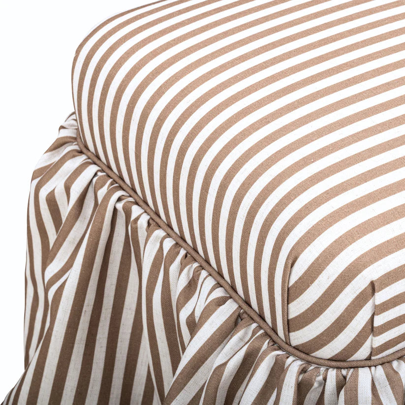 Gertrude Striped Performance Linen Skirted Ottoman - image 5