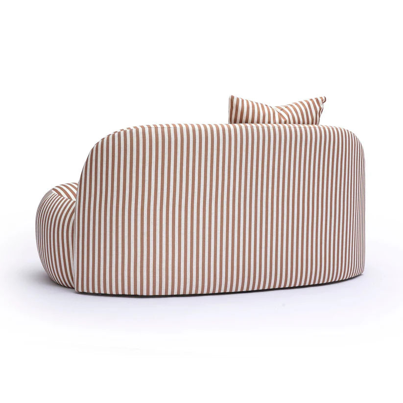 Brown Striped Performance Linen Loveseat - image 3