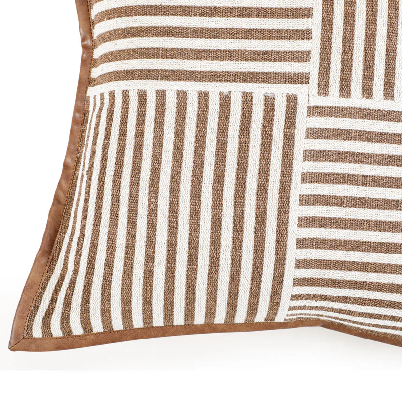 Kora 20" Brown Cotton Jute Throw Pillow Cover - image 3