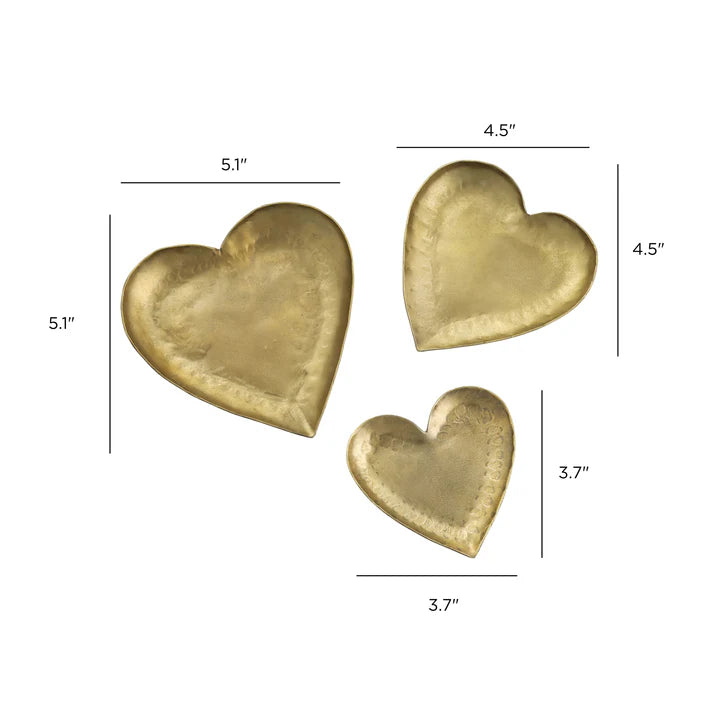 Coeur Brass Hammered Iron Heart-Shaped Catchalls - Set of 3 - image 3