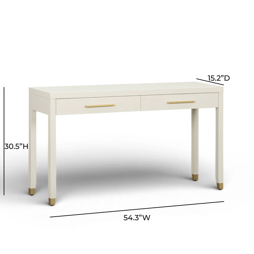 Dani Cream Faux Shagreen 2-Drawer Console Table - image 5