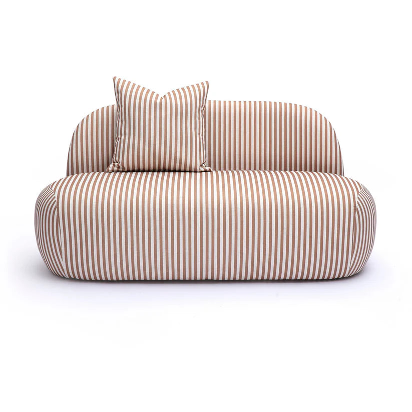 Brown Striped Performance Linen Loveseat