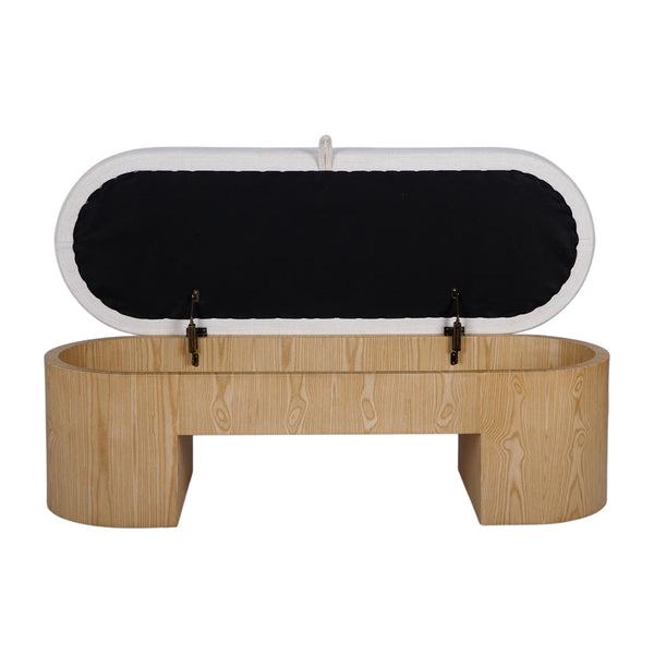 Poppi Cream Performance Fabric Storage Bench - image 3
