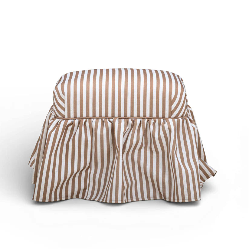 Gertrude Striped Performance Linen Skirted Ottoman