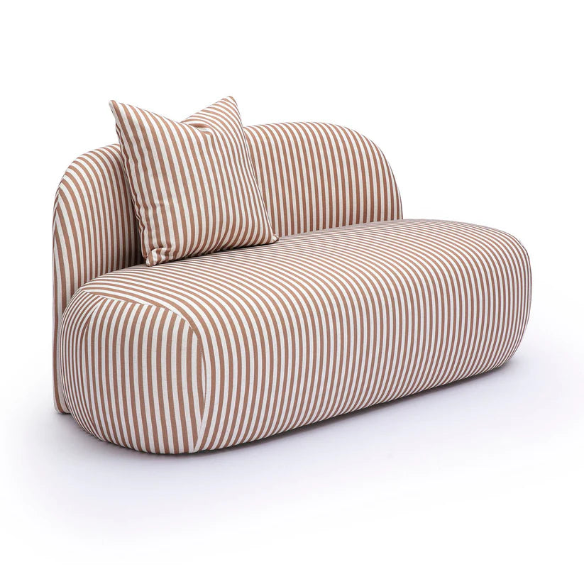 Brown Striped Performance Linen Loveseat