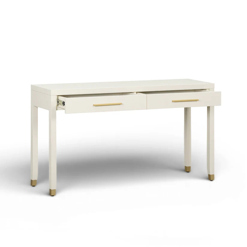 Dani Cream Faux Shagreen 2-Drawer Console Table - image 3