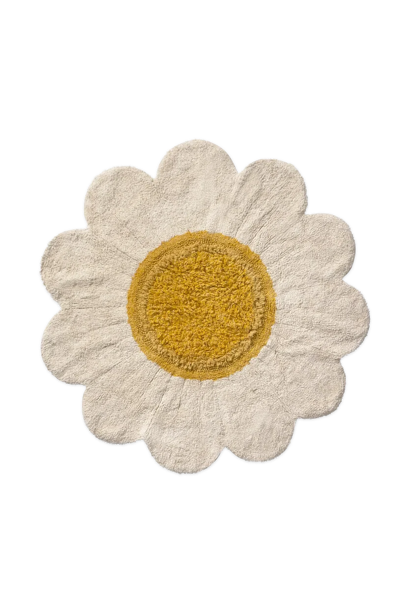 Washable White Daisy Rug
